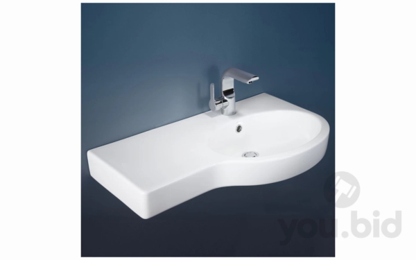 CAROMA Cato 755 Left-Hand Shelf Wall Basin Bathroom Sink – 3 Tap Holes (633835W) you.bid - Online Auctions Australia