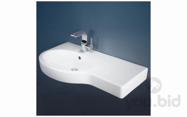 CAROMA Cato 755 Right-Hand Shelf Wall Basin Bathroom Sink – 3 Tap Holes (633835W) you.bid - Online Auctions Australia